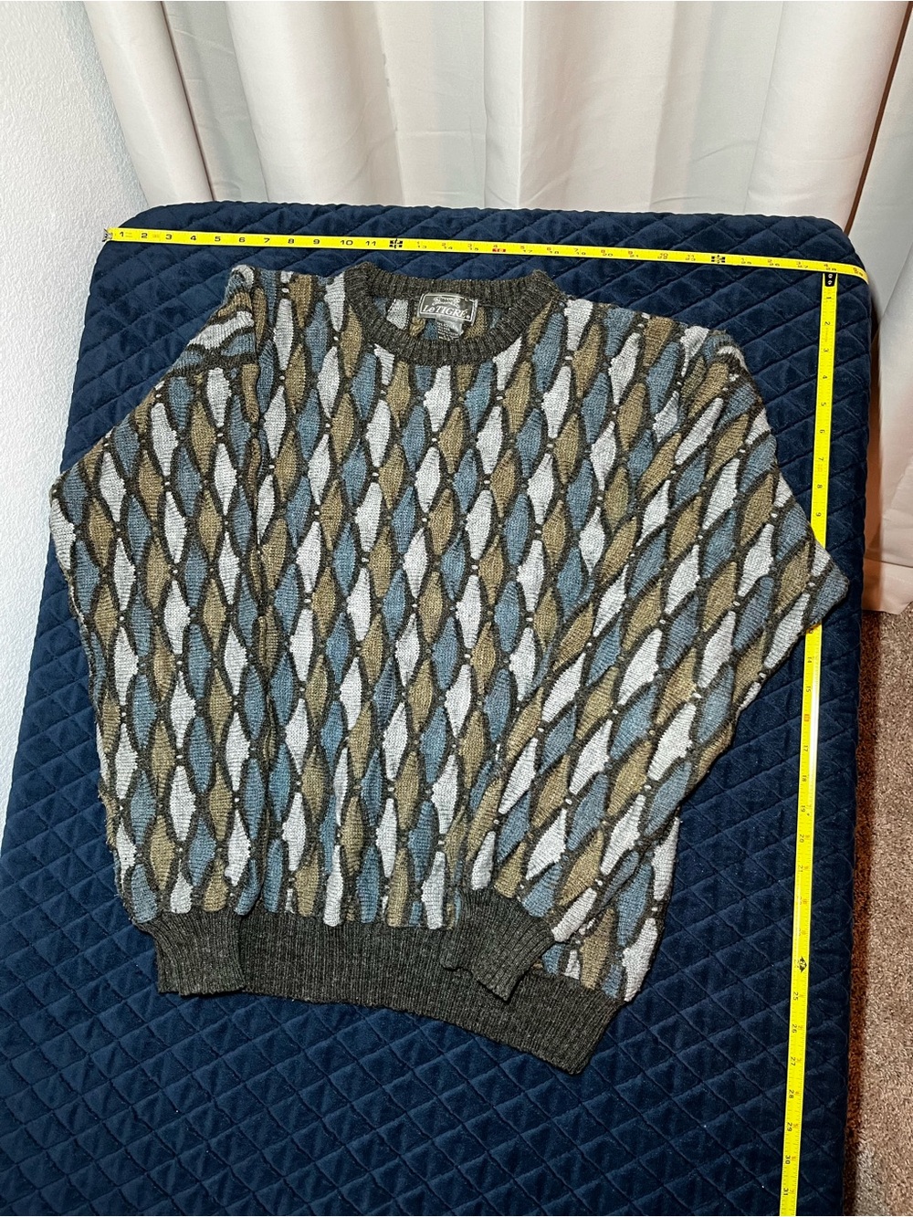 Vintage Le Tigre Men’s Crewneck Sweater - Blue, Olive, Gray